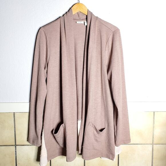 LOGO Lounge stretchy knit Cardigan Swiss Dot layered cardigan Large - Picture 1 of 8